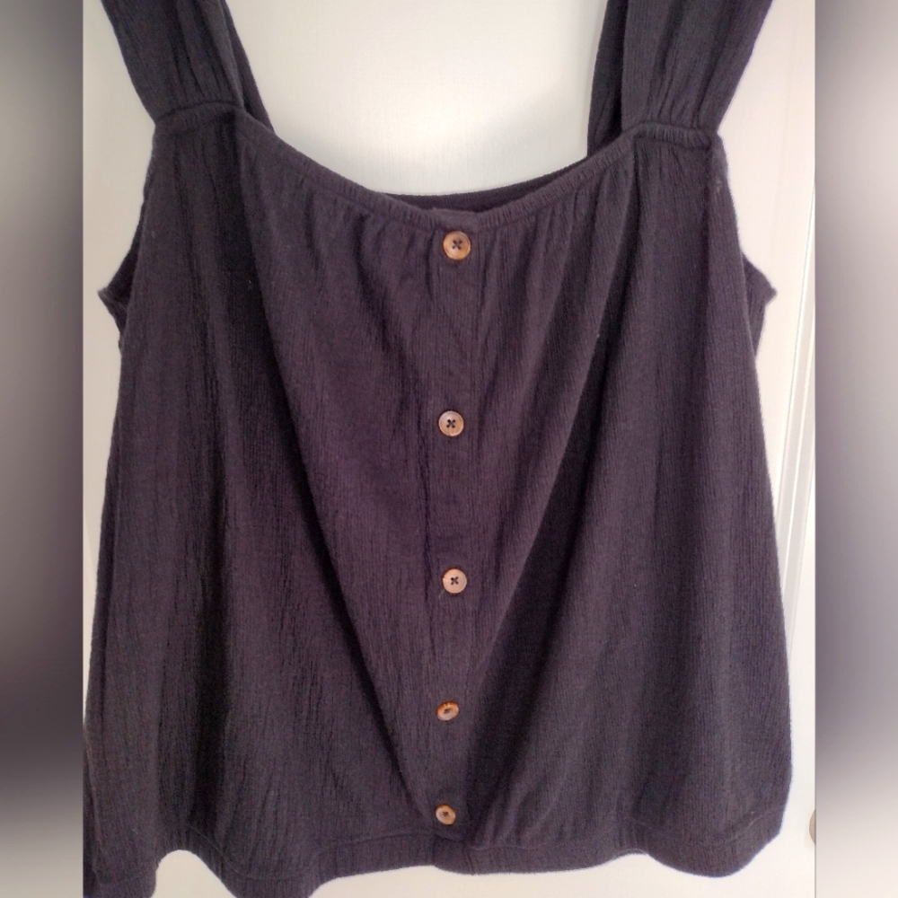 Lane Bryant Black Tank Top Faux Button Up Front Wide Straps  22/24 NWT - Picture 3 of 6